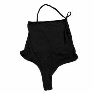 ASOS UK One Shoulder Strappy Cotton Thong Bodysuit (Black) Size XS